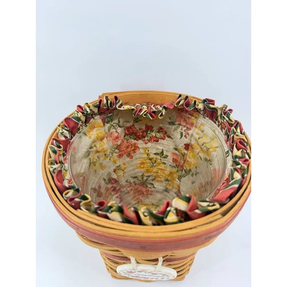 Longaberger 1998 May Series Snapdragon Basket Liner Protector Tie-On USA